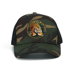 RANGELAB Camo Trucker Hat for Men & Women – Adjustable Mesh Snapback Cap with Leather Patch | Eagle, Tiger & Bear Outdoor Adventure Hats | Breathable Camo Baseball Cap