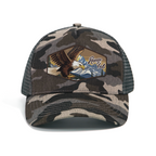 RANGELAB Camo Trucker Hat for Men & Women – Outdoor Mesh Snapback Cap with Eagle, Bear or Tiger Patch – Adjustable Fit, Breathable Camouflage Hat for Hiking, Camping & Everyday Wear