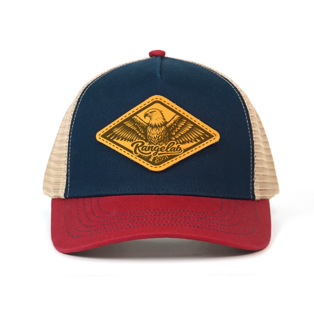RANGELAB Leather Patch Trucker Hat – Vintage Adventure Cap for Outdoor Lovers