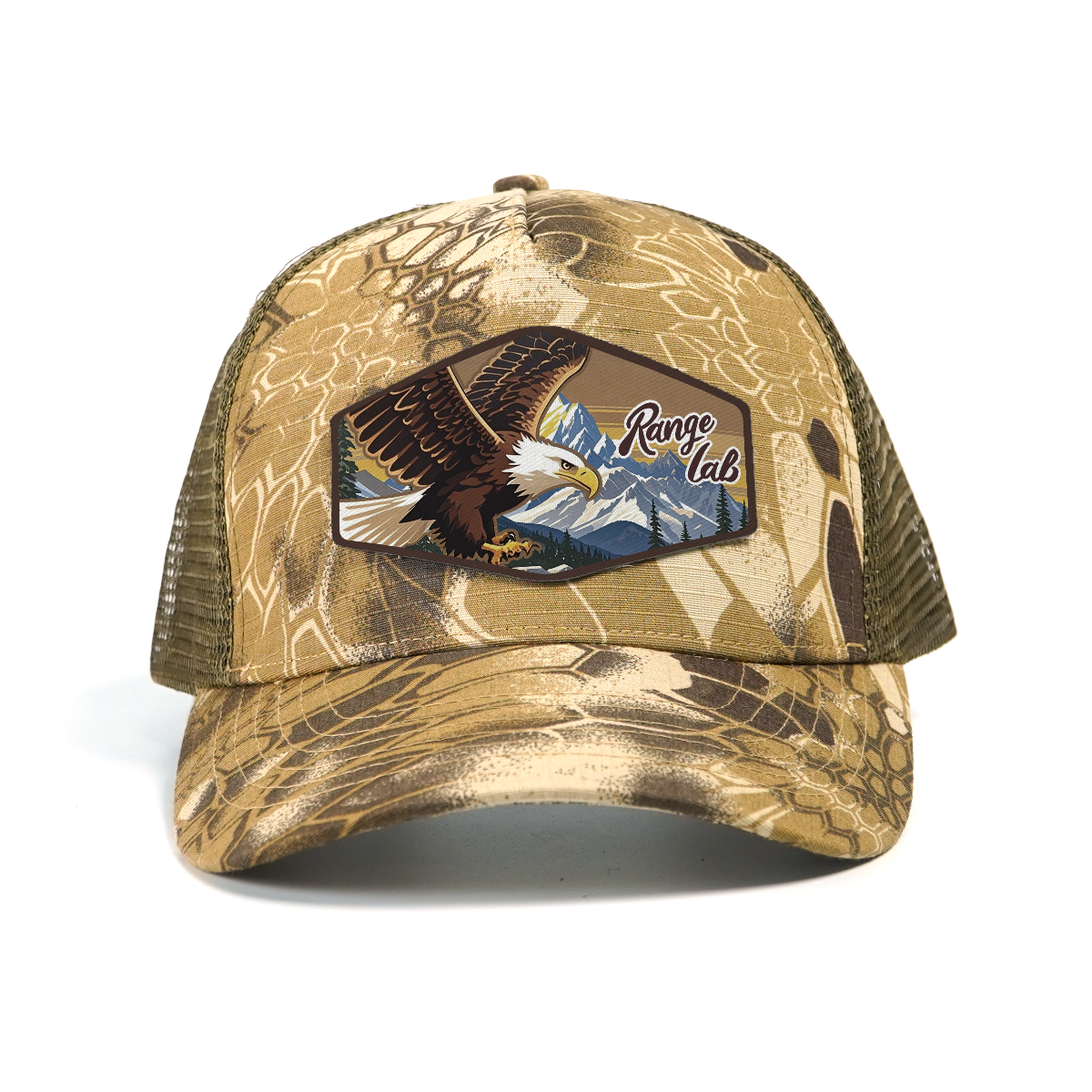 RANGELAB Outdoor Camo Trucker Hat for Men & Women – Classic Mesh Snapback Cap, Breathable Adjustable Fit, Eagle & Cheetah Patch Designs