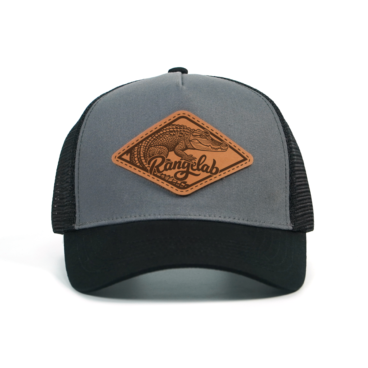 RANGELAB™ Leather Patch Trucker Hat – Premium Adjustable Snapback Cap for Men & Women | Outdoor Adventure Baseball Hat, Mesh Back, Crafted in USA