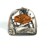 Rangelab Camo Trucker Hat - Adjustable Snapback with Leather Wildlife Patch (Bear, Eagle, Moose & More)