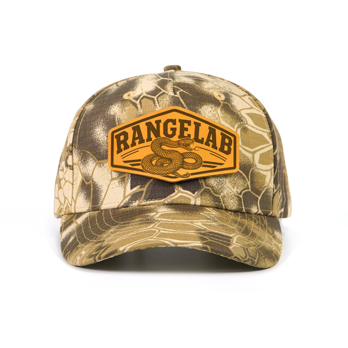 Rangelab Camo Baseball Cap with Leather Animal Patch - Adjustable Snapback for Outdoor Adventure