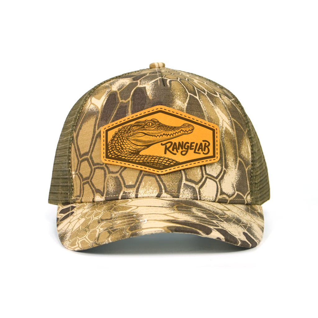 Rangelab Camo Mesh Cap - Adjustable Snapback with Wildlife Leather Patch | Outdoor Adventure Hat for Men & Women