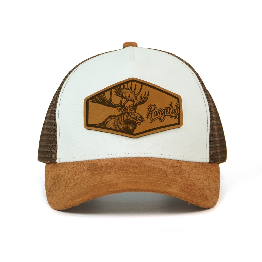 Rangelab WildCraft Trucker Hat – Suede Brim, Breathable Mesh, Animal Leather Patch (Adjustable 22.5″–25″)