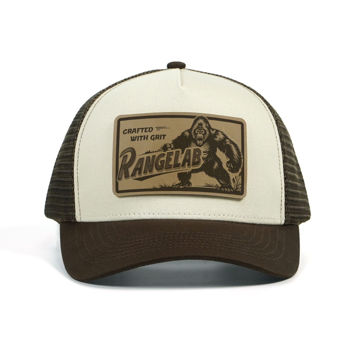 Rangelab Trucker Hat – Vintage Leather Patch Mesh Cap (Octopus / Buffalo / Whale / Alligator / Gorilla Designs)