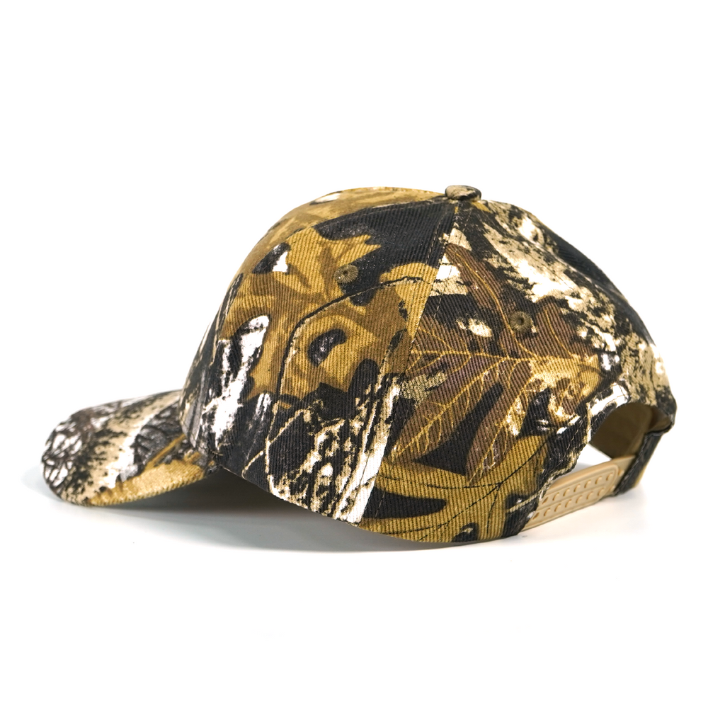 RANGELAB Camo Outdoor Adventure Hat – Adjustable Snapback Hunting Cap with Animal Leather Patch (Deer / Cheetah / Eagle)