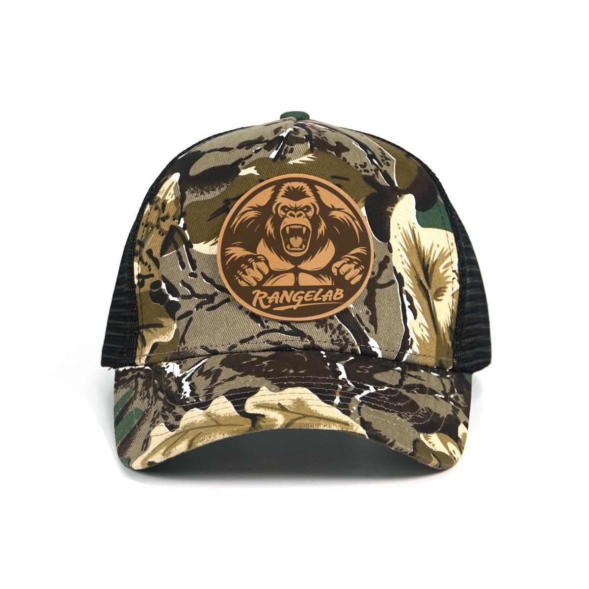 RANGELAB Camo Trucker Hat - Leather Wildlife Patch, Adjustable Mesh Back for Outdoor, Work & Daily Wear