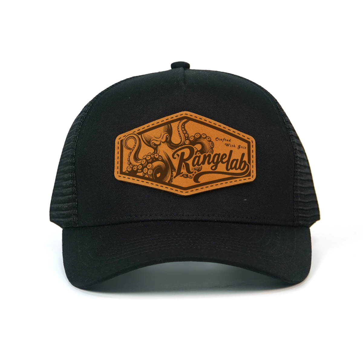 RANGELAB Leather Patch Trucker Hat – Bold Animal Series (Tiger, Octopus, Shark, Gorilla)