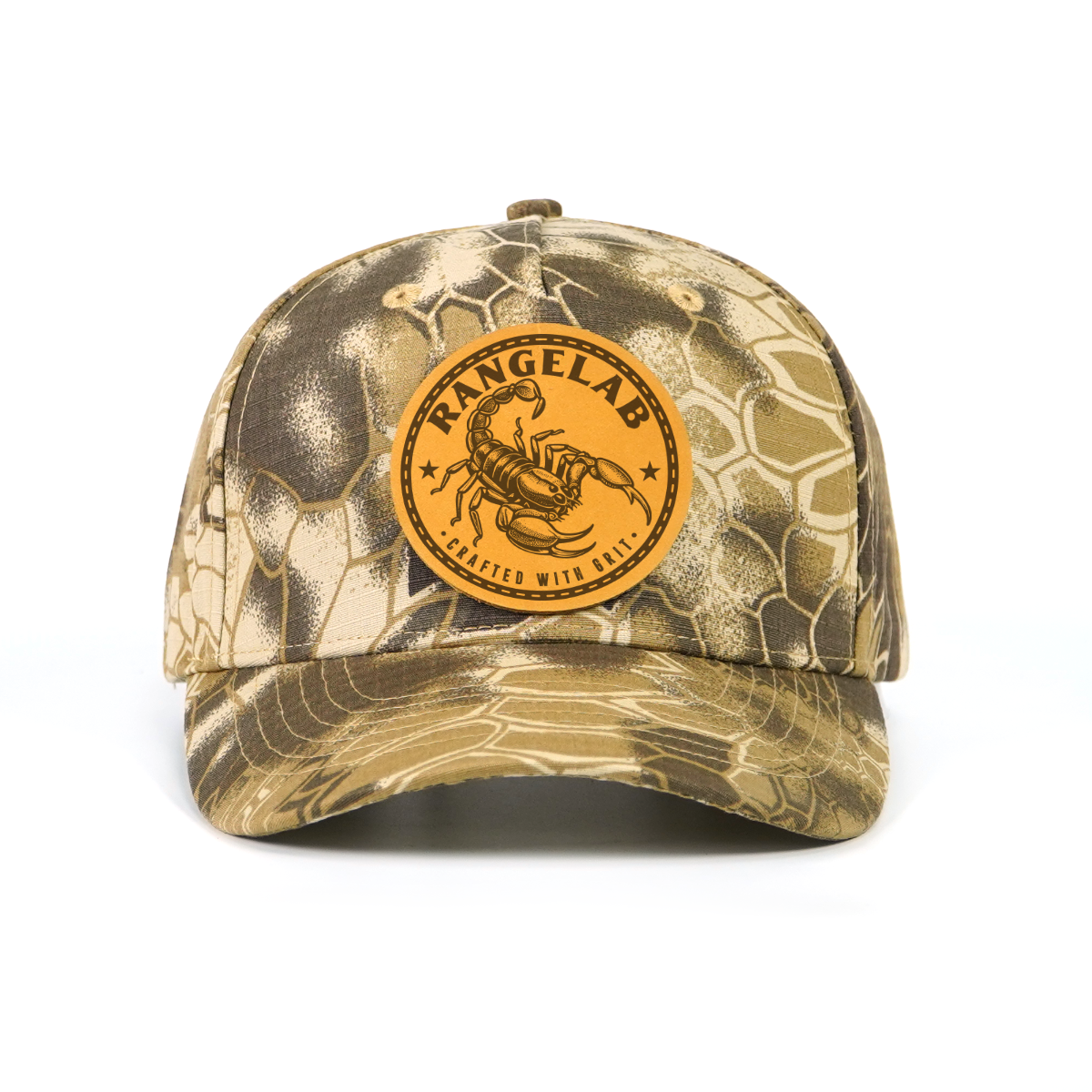 Rangelab Camo Baseball Cap with Leather Animal Patch - Adjustable Snapback for Outdoor Adventure