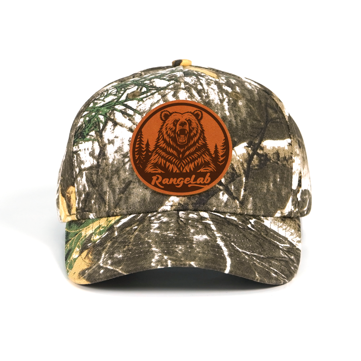 Rangelab Camo Snapback Hat – Laser-Engraved Wildlife Leather Patch, Adjustable Fit (22.5″–25″)