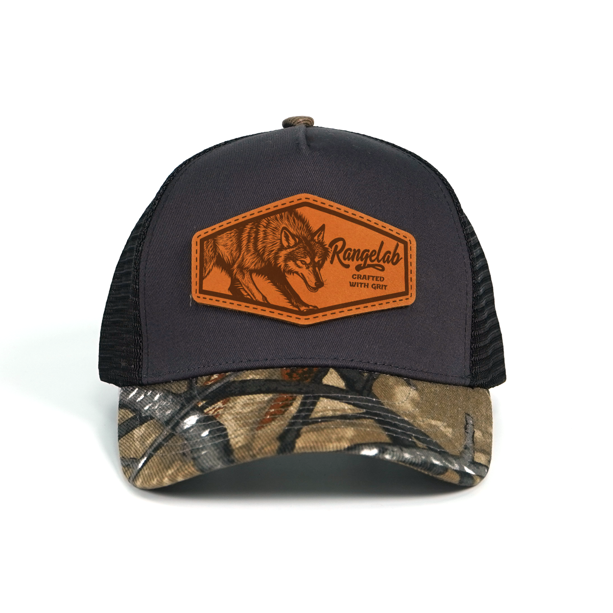 RANGELAB Spirit Beast Trucker Hat - Adjustable Snapback with Leather Wildlife Patch (Tiger, Gator, Grizzly, Eagle, Wolf)