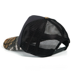 RANGELAB Outdoor Camo Trucker Hat for Men & Women – Breathable Mesh Back Snapback Cap with Leather-Look Wildlife Patch (Lion, Bear, or Deer Design) – Adjustable, Stylish, and Durable for Hiking, Fishing & Everyday Wear