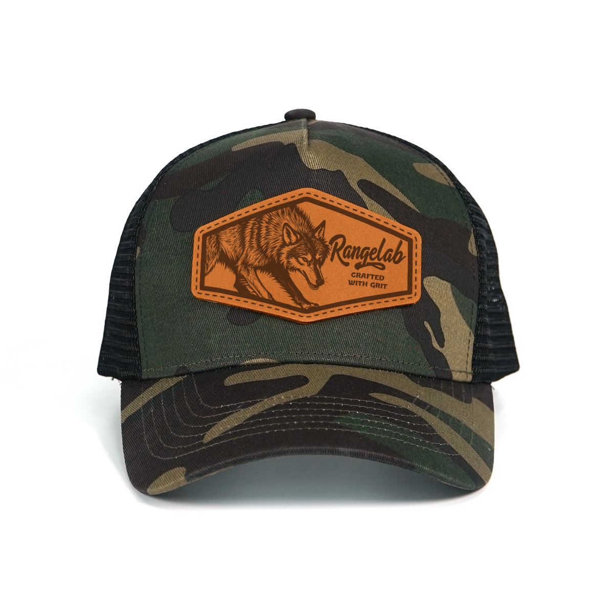 RANGELAB Camo Trucker Hat – Real Leather Patch with Breathable Mesh Back