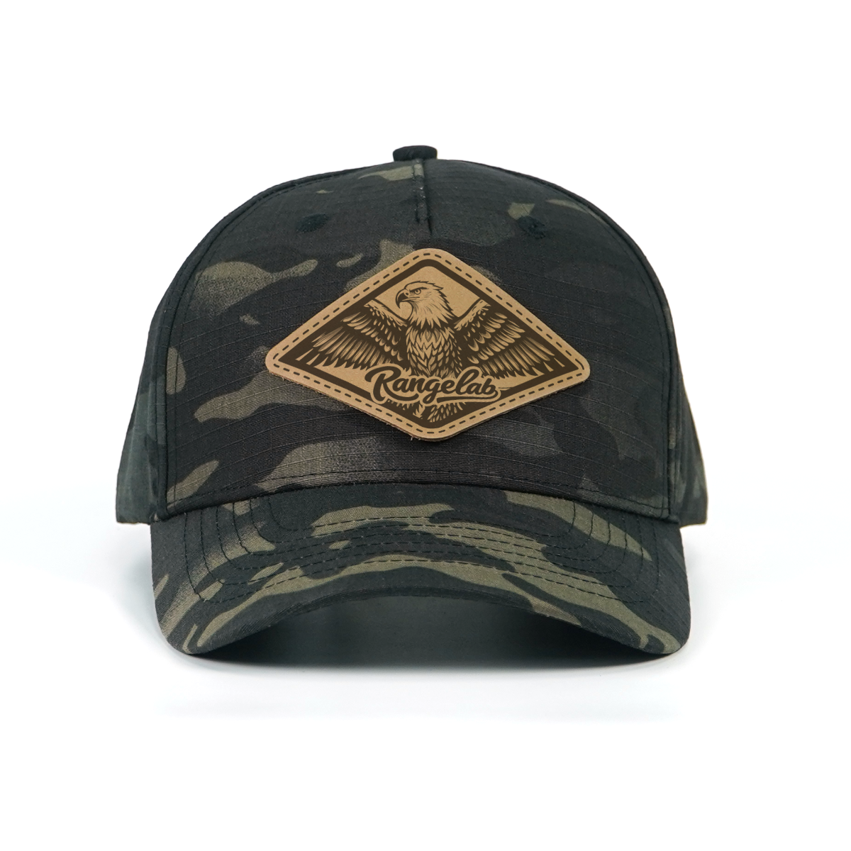 RANGELAB Tactical Camo Snapback Cap - Adjustable Fit with Leather Wildlife Patch