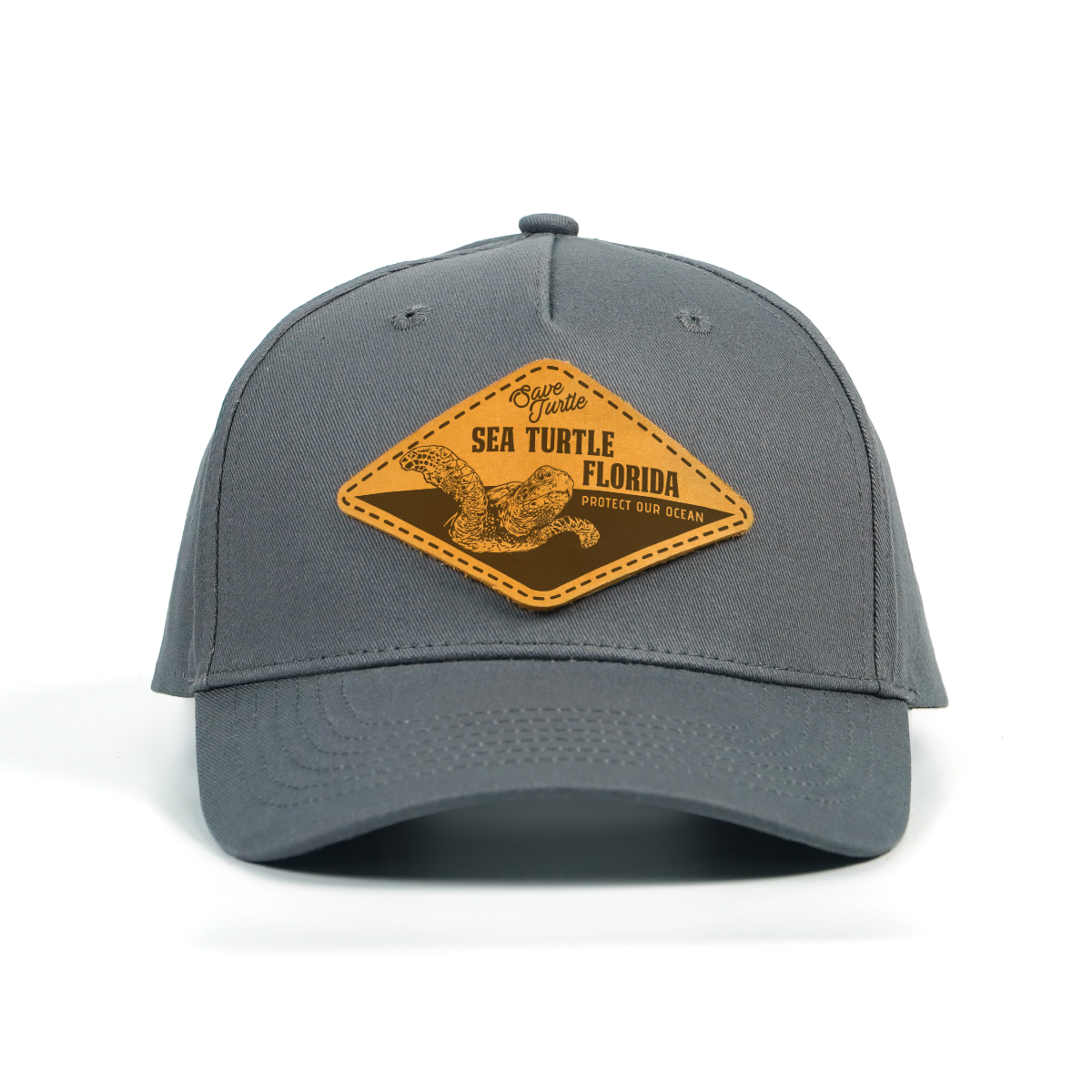 RANGELAB Leather Patch Hat – Premium Snapback Cap for Men & Women | Outdoor Adventure Style, Sea Turtle & Wildlife Collection, Adjustable Fit, Durable Cotton Twill