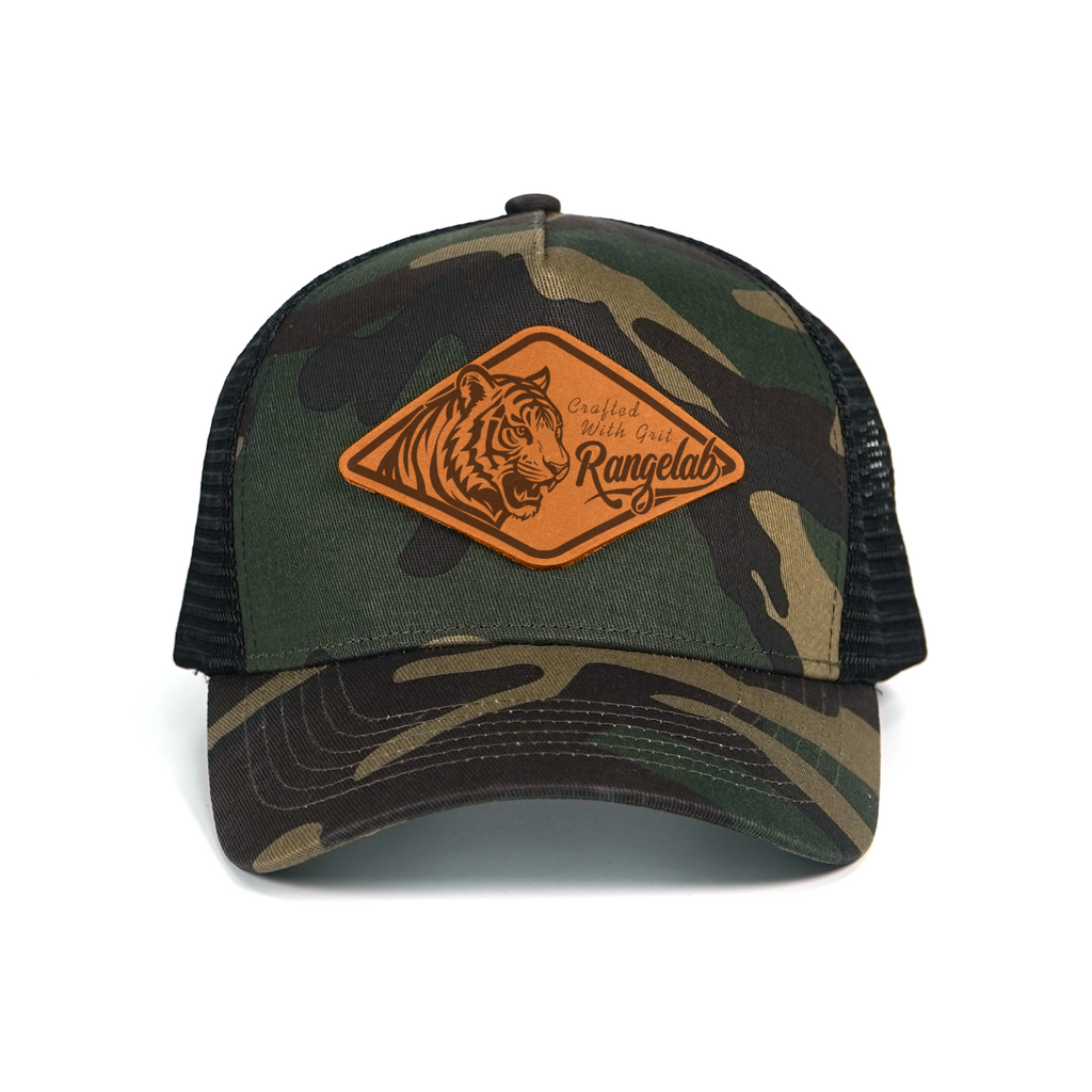 RANGELAB Camo Trucker Hat – Real Leather Patch with Breathable Mesh Back