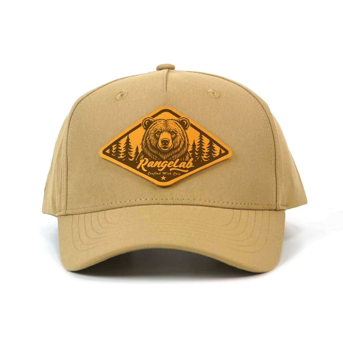 RANGELAB Leather Patch Trucker Hat for Men & Women – Outdoor Adventure Cap, Adjustable Snapback Fit, Durable Khaki Cotton, Crafted with Grit