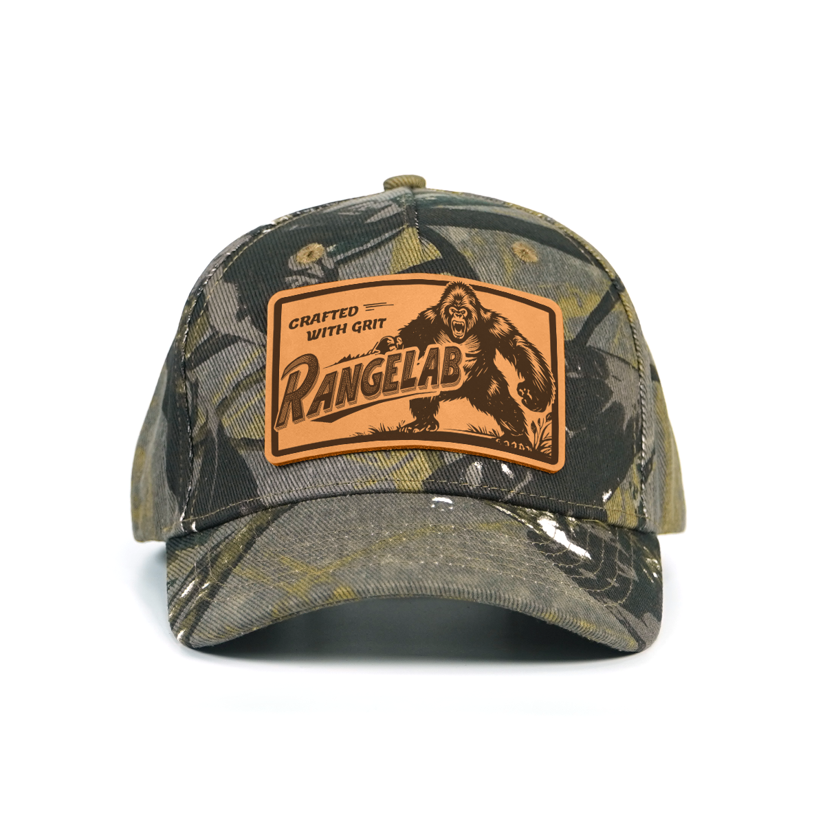 RANGELAB Camo Snapback Cap - Leather Animal Patch | Adjustable Outdoor Hat