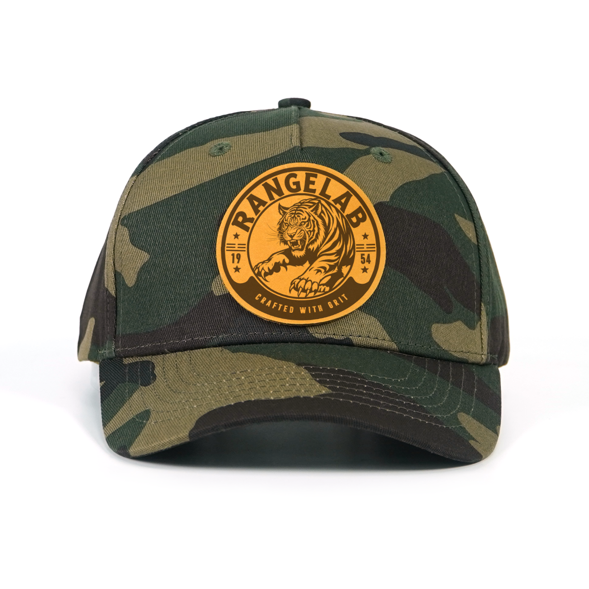 Rangelab Camo Snapback Hat – Wildlife Leather Patch, Adjustable Fit (22.5″–25″) | Outdoor & Daily Style