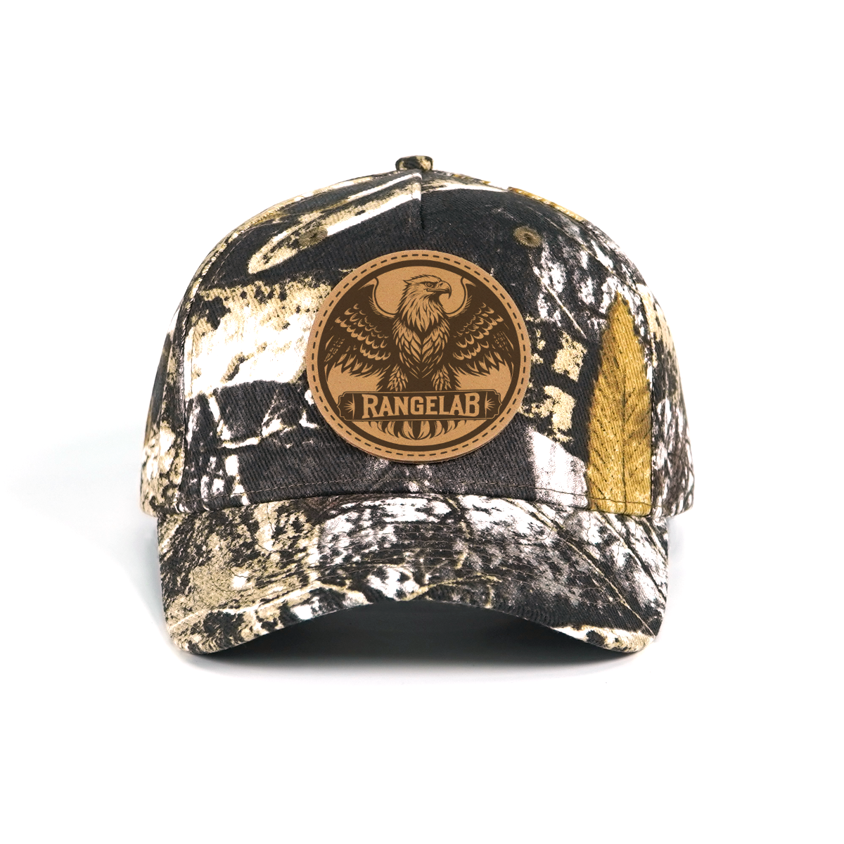 RANGELAB Camo Snapback Cap with Leather Patch – Adjustable Outdoor Tactical Hat for Hunting & Hiking