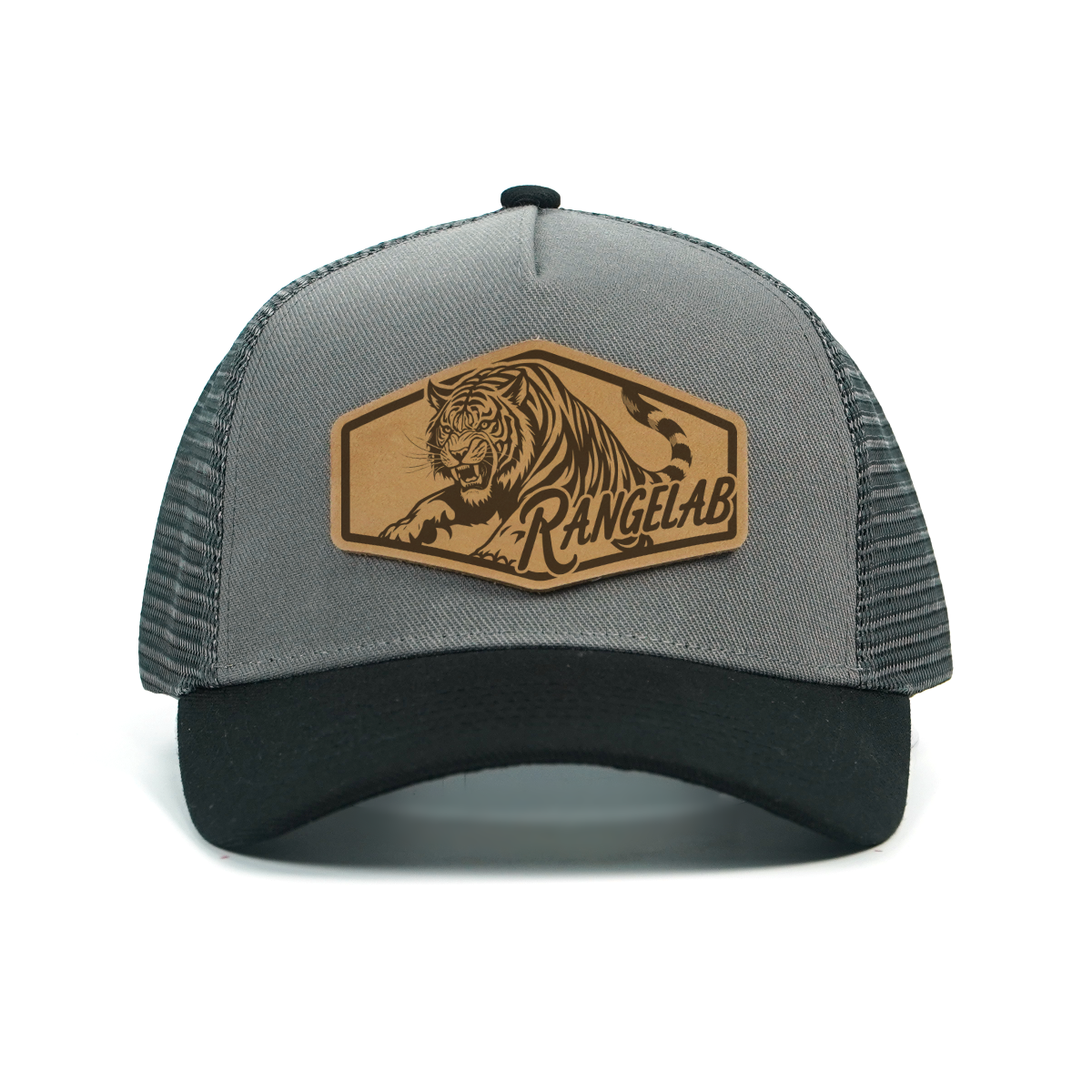 RANGELAB Premium Leather Patch Trucker Hat – Animal Series (Tiger, Gorilla, Eagle, Crocodile, Marlin)