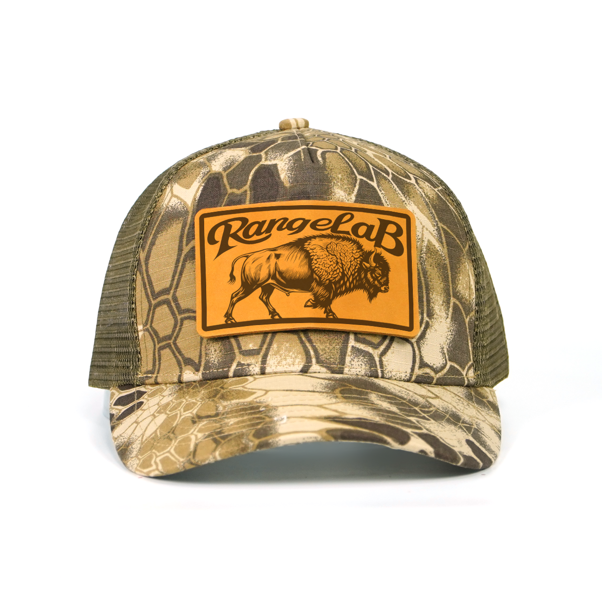 Rangelab Camo Mesh Cap - Adjustable Snapback with Wildlife Leather Patch | Outdoor Adventure Hat for Men & Women