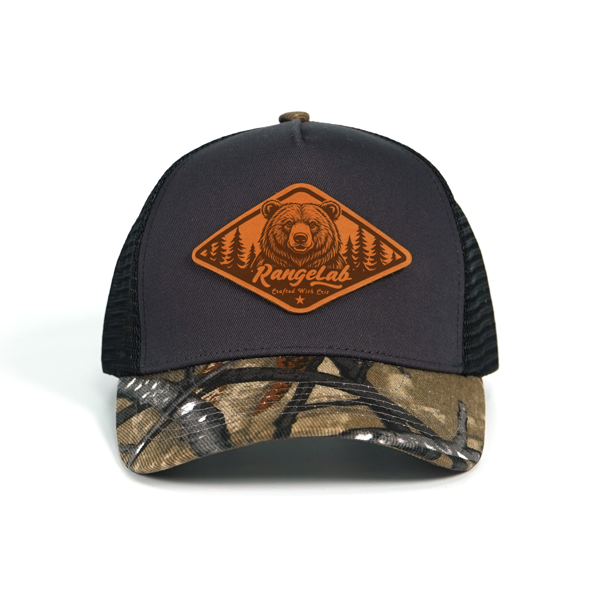 RANGELAB Spirit Beast Trucker Hat - Adjustable Snapback with Leather Wildlife Patch (Tiger, Gator, Grizzly, Eagle, Wolf)