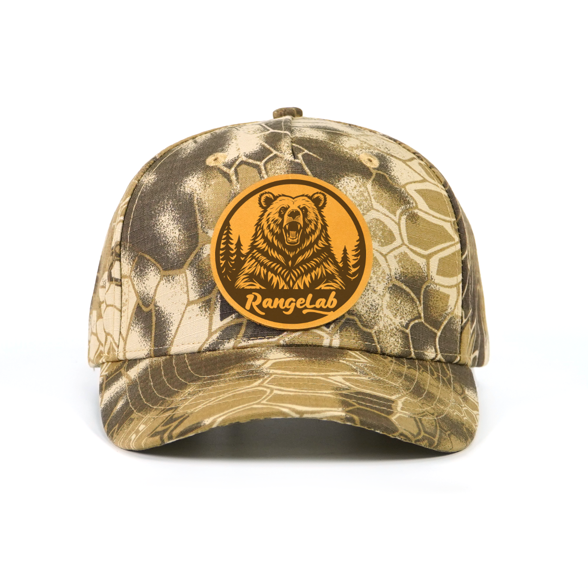 Rangelab Camo Baseball Cap with Leather Animal Patch - Adjustable Snapback for Outdoor Adventure