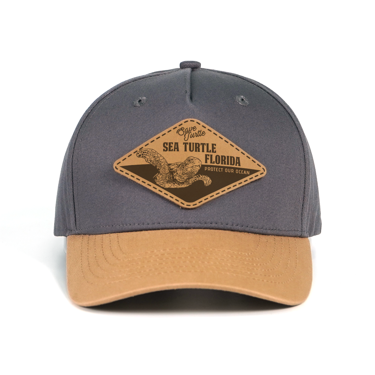 Rangelab Wildlife Leather Patch Snapback Hat - Adjustable Adventure Cap (Bear/Wolf/Shark/Walrus/Sea Turtle)
