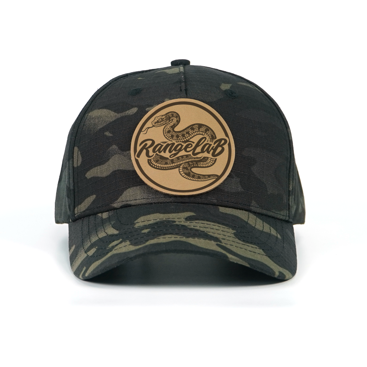 RANGELAB Tactical Camo Snapback Cap - Adjustable Fit with Leather Wildlife Patch