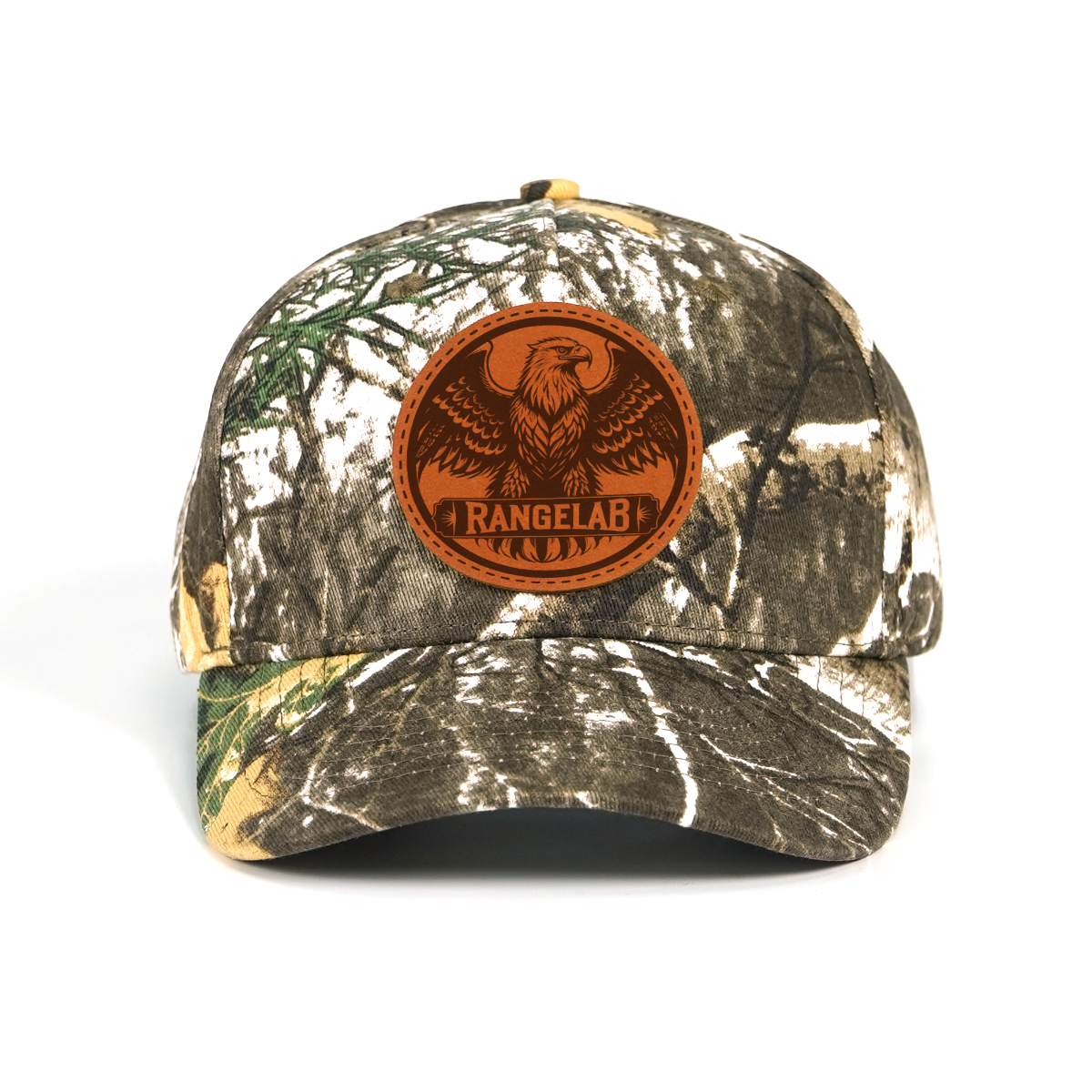 Rangelab Camo Snapback Hat – Laser-Engraved Wildlife Leather Patch, Adjustable Fit (22.5″–25″)