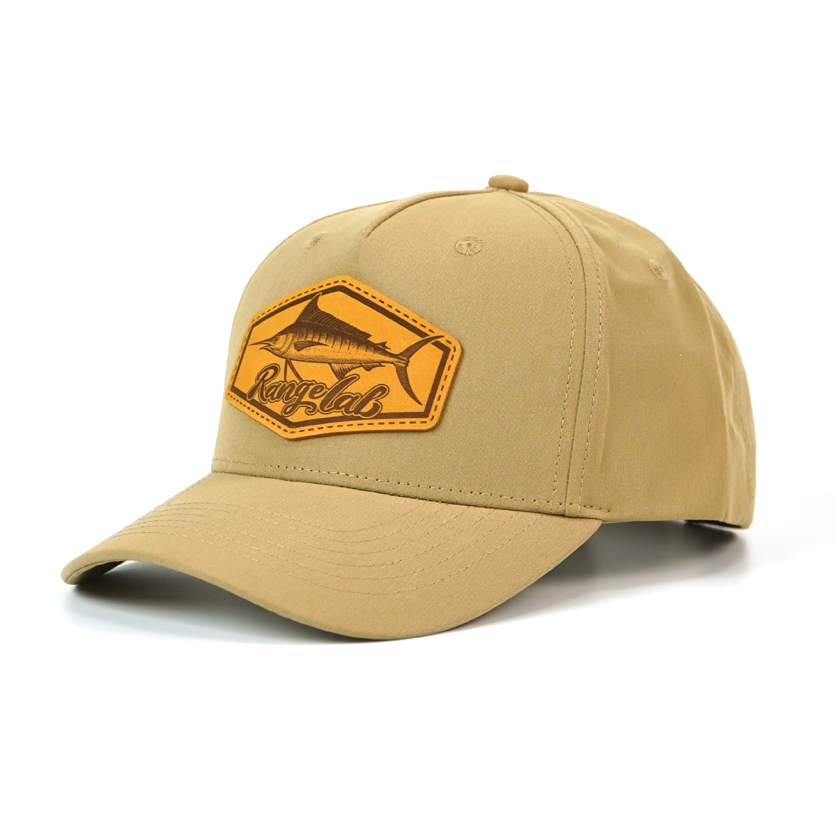 RANGELAB Leather Patch Trucker Hat for Men & Women – Outdoor Adventure Cap, Adjustable Snapback Fit, Durable Khaki Cotton, Crafted with Grit