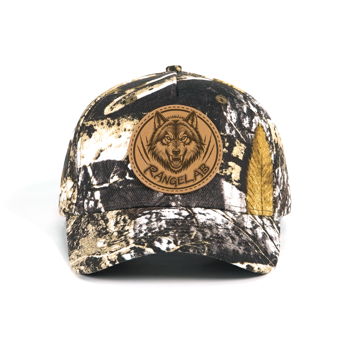 RANGELAB Camo Snapback Cap with Leather Patch – Adjustable Outdoor Tactical Hat for Hunting & Hiking