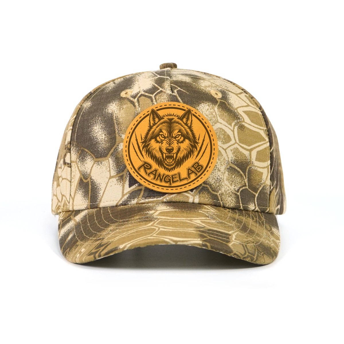Rangelab Camo Baseball Cap with Leather Animal Patch - Adjustable Snapback for Outdoor Adventure