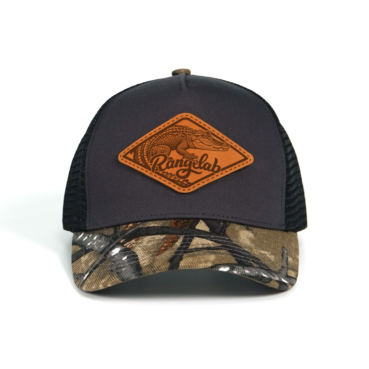 RANGELAB Spirit Beast Trucker Hat - Adjustable Snapback with Leather Wildlife Patch (Tiger, Gator, Grizzly, Eagle, Wolf)