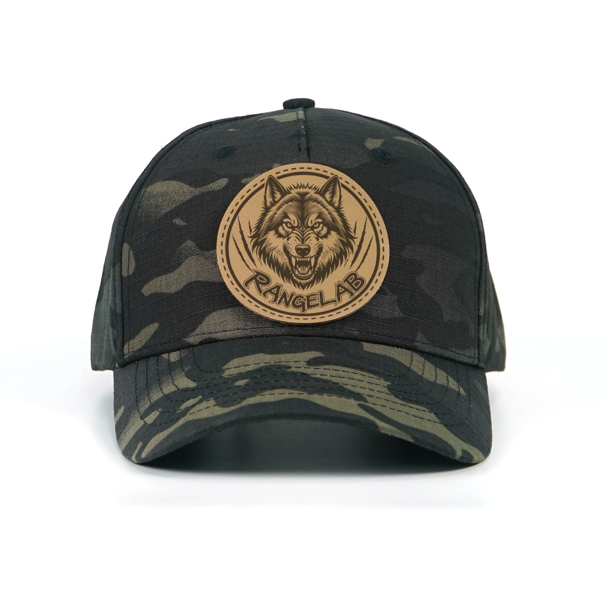 RANGELAB Tactical Camo Snapback Cap - Adjustable Fit with Leather Wildlife Patch