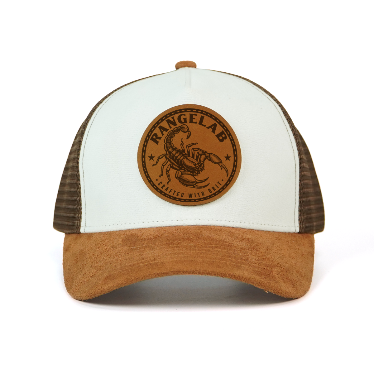 Rangelab WildCraft Trucker Hat – Suede Brim, Breathable Mesh, Animal Leather Patch (Adjustable 22.5″–25″)