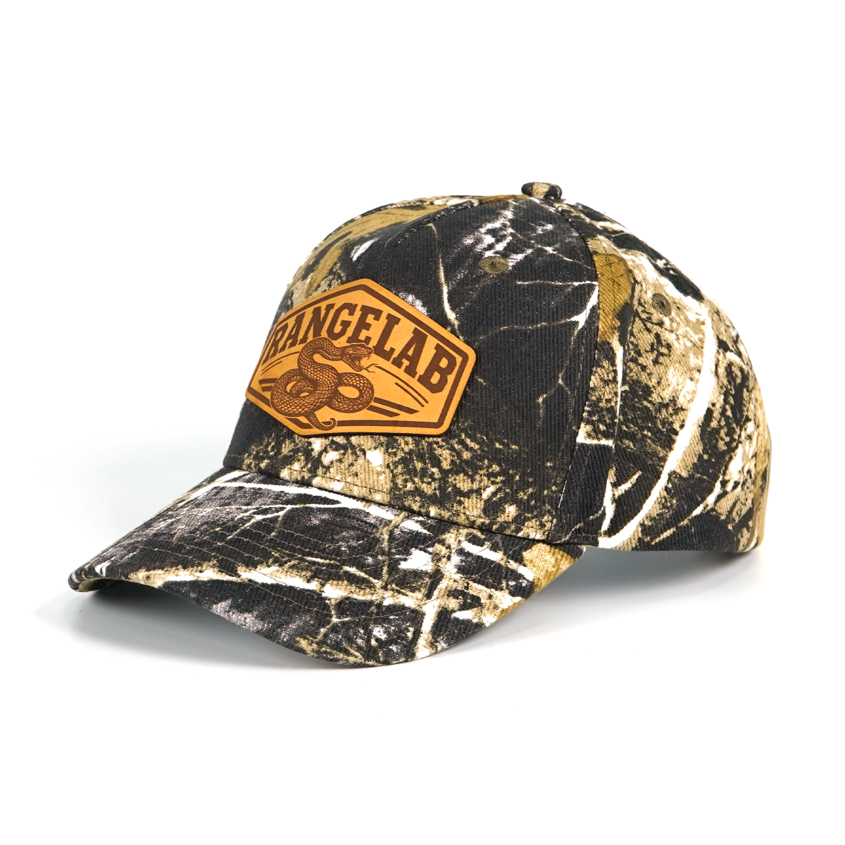 RANGELAB Camo Snapback Cap with Leather Patch – Adjustable Outdoor Tactical Hat for Hunting & Hiking