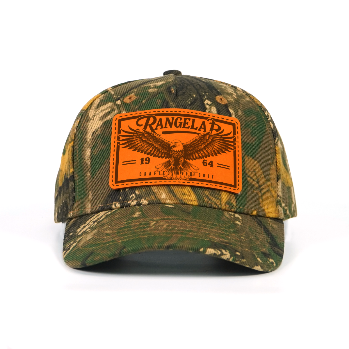 Rangelab Camo Snapback Hat - Adjustable Leather Animal Patch Cap
