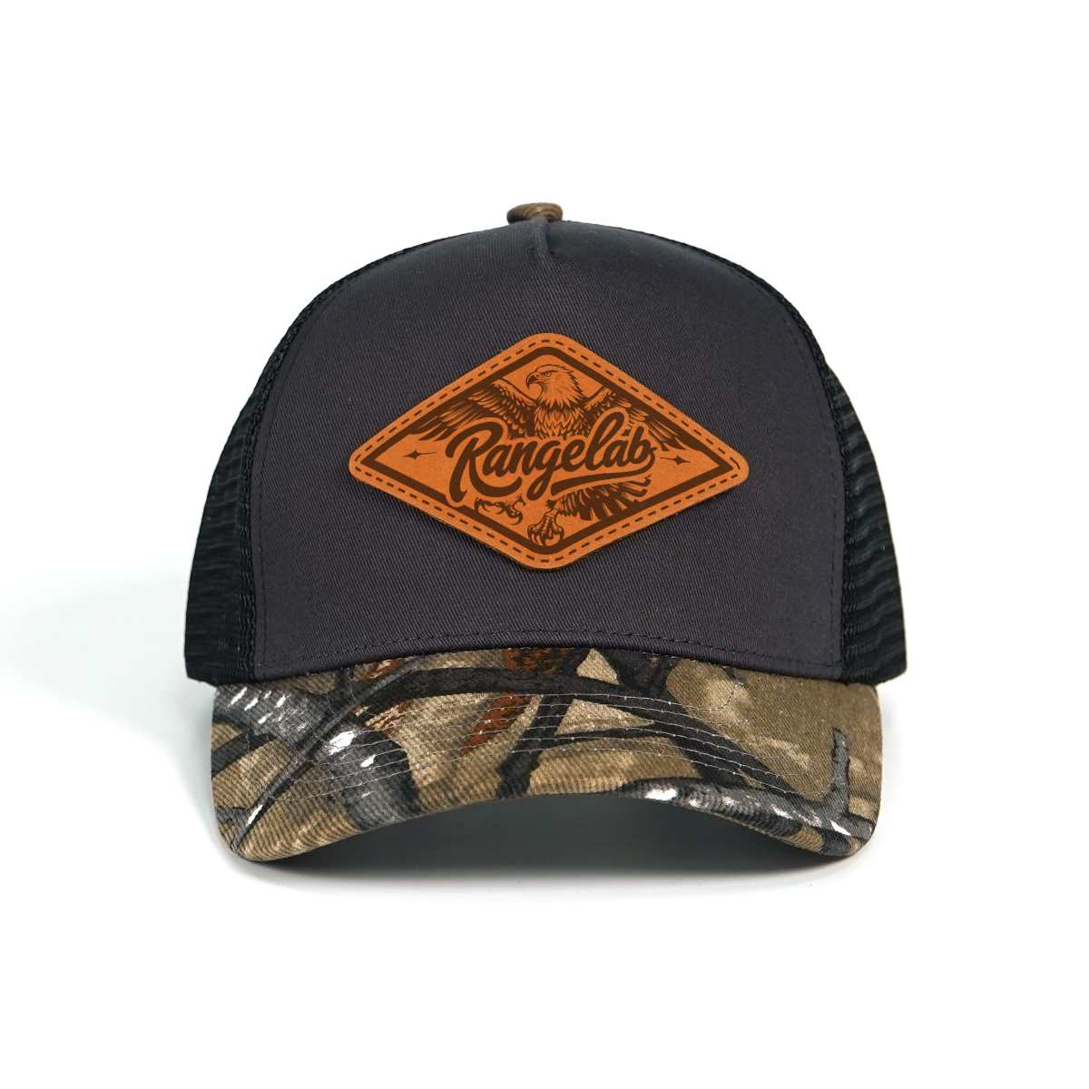 RANGELAB Spirit Beast Trucker Hat - Adjustable Snapback with Leather Wildlife Patch (Tiger, Gator, Grizzly, Eagle, Wolf)