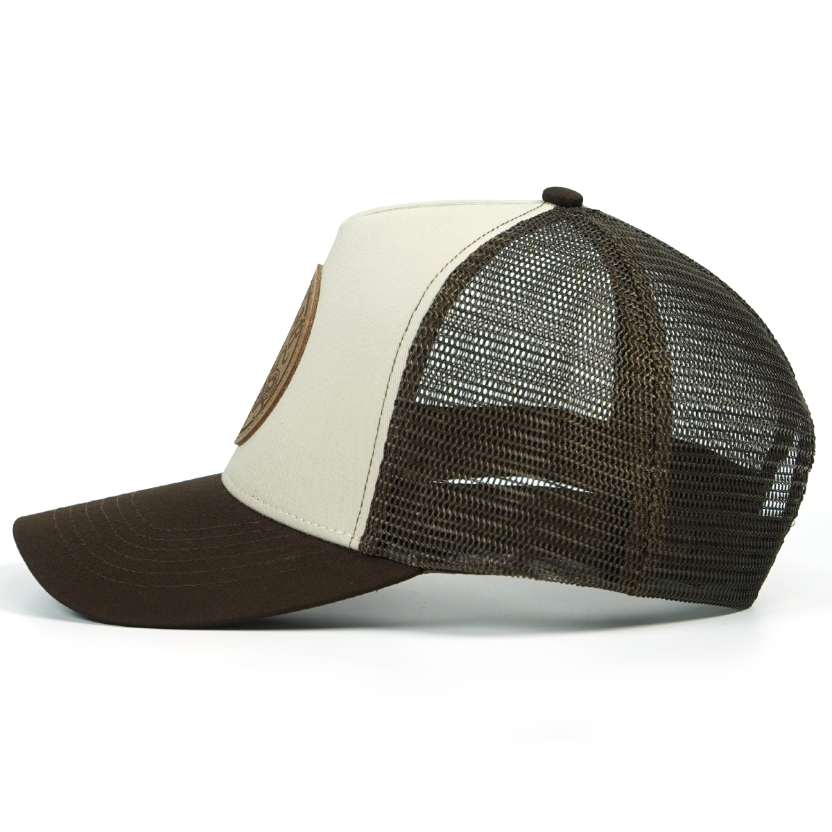Rangelab Trucker Hat – Vintage Leather Patch Mesh Cap (Octopus / Buffalo / Whale / Alligator / Gorilla Designs)
