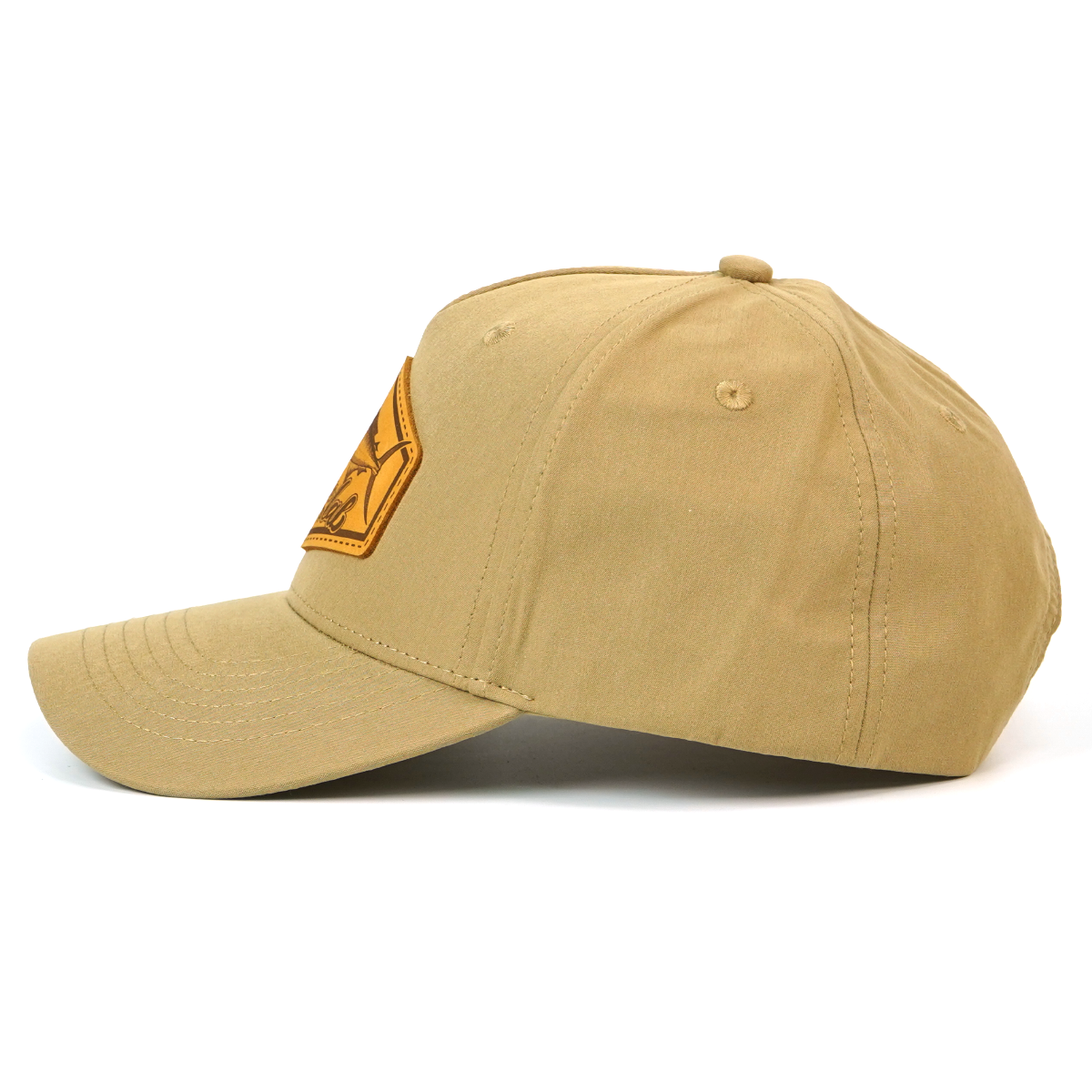 RANGELAB Leather Patch Trucker Hat for Men & Women – Outdoor Adventure Cap, Adjustable Snapback Fit, Durable Khaki Cotton, Crafted with Grit