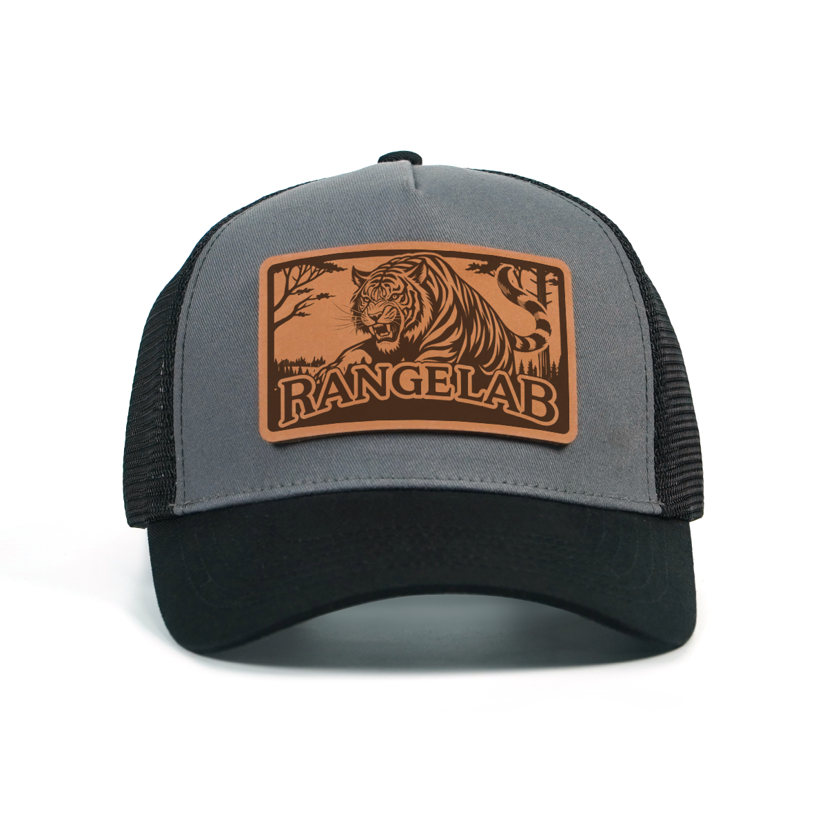 RANGELAB™ Leather Patch Trucker Hat – Premium Adjustable Snapback Cap for Men & Women | Outdoor Adventure Baseball Hat, Mesh Back, Crafted in USA