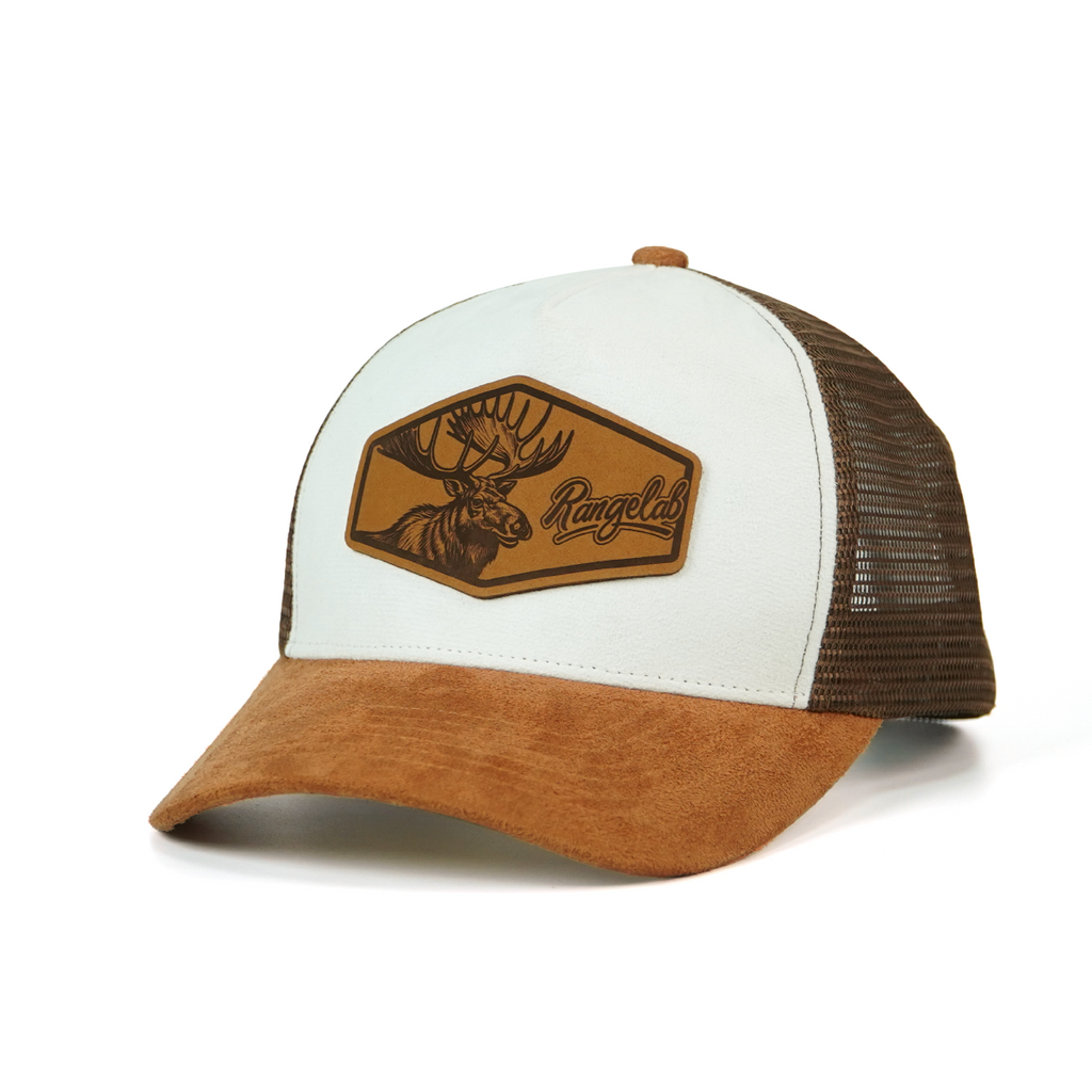 Rangelab WildCraft Trucker Hat – Suede Brim, Breathable Mesh, Animal Leather Patch (Adjustable 22.5″–25″)