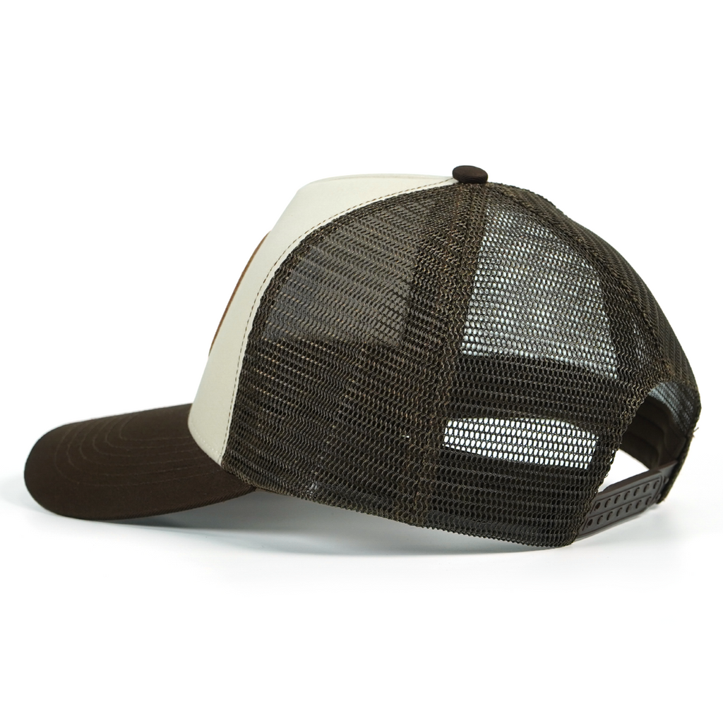 Rangelab Trucker Hat – Vintage Leather Patch Mesh Cap (Octopus / Buffalo / Whale / Alligator / Gorilla Designs)