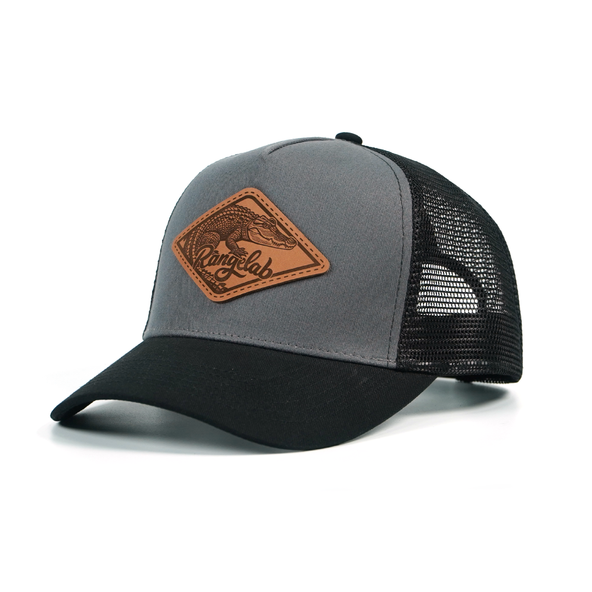 RANGELAB™ Leather Patch Trucker Hat – Premium Adjustable Snapback Cap for Men & Women | Outdoor Adventure Baseball Hat, Mesh Back, Crafted in USA