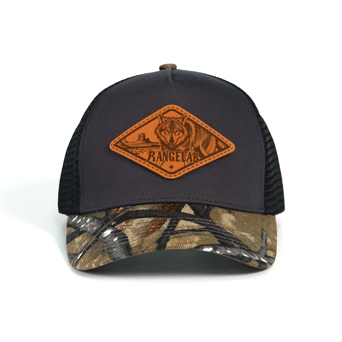 RANGELAB Spirit Beast Trucker Hat - Adjustable Snapback with Leather Wildlife Patch (Tiger, Gator, Grizzly, Eagle, Wolf)