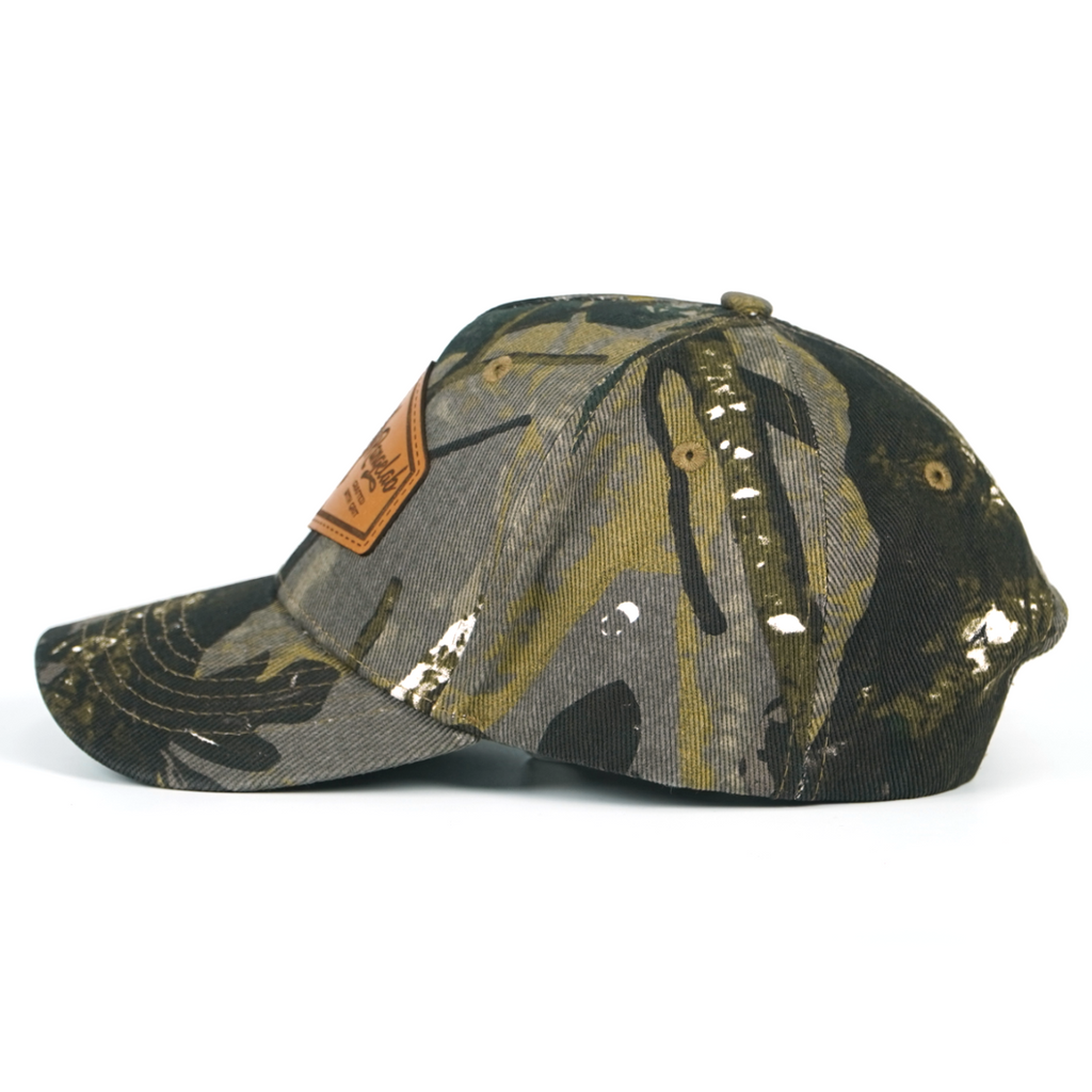 RANGELAB Camo Snapback Cap - Leather Animal Patch | Adjustable Outdoor Hat
