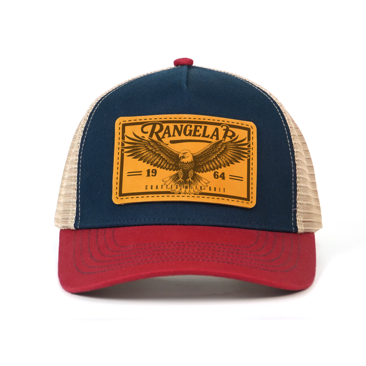 RANGELAB Leather Patch Trucker Hat – Vintage Adventure Cap for Outdoor Lovers